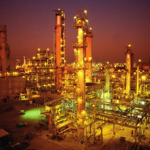 Oil Refinery Lit up at Night